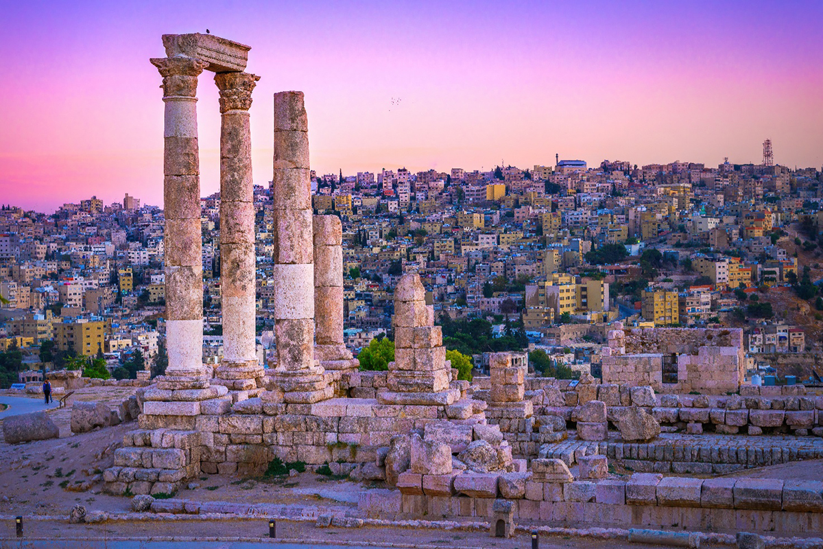 Amman Citadel and ancient ruins overlooking Jordan capital city