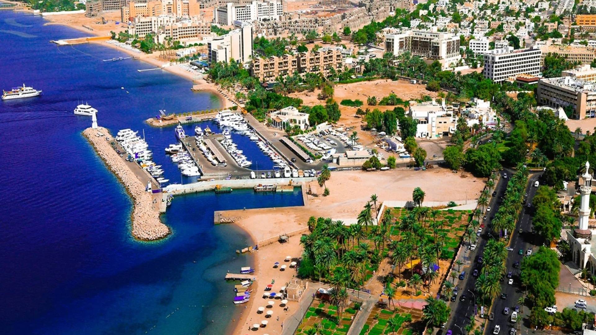 Red Sea beach and seaside atmosphere in Aqaba Jordan