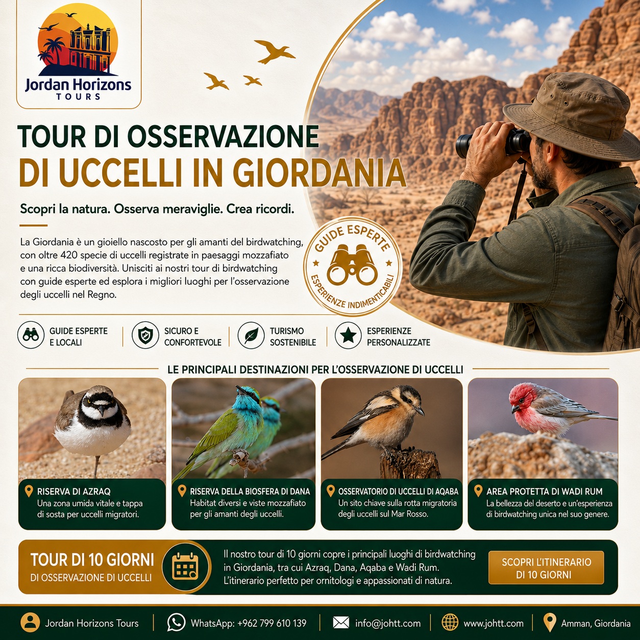 Tour di birdwatching in Giordania