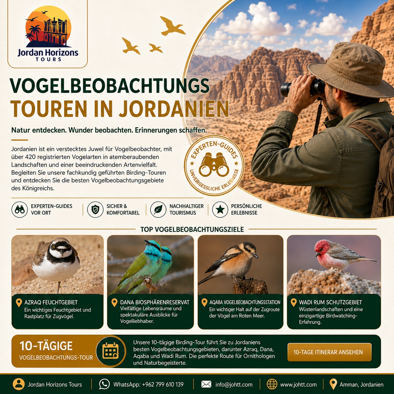 Vogelbeobachtungstouren in Jordanien