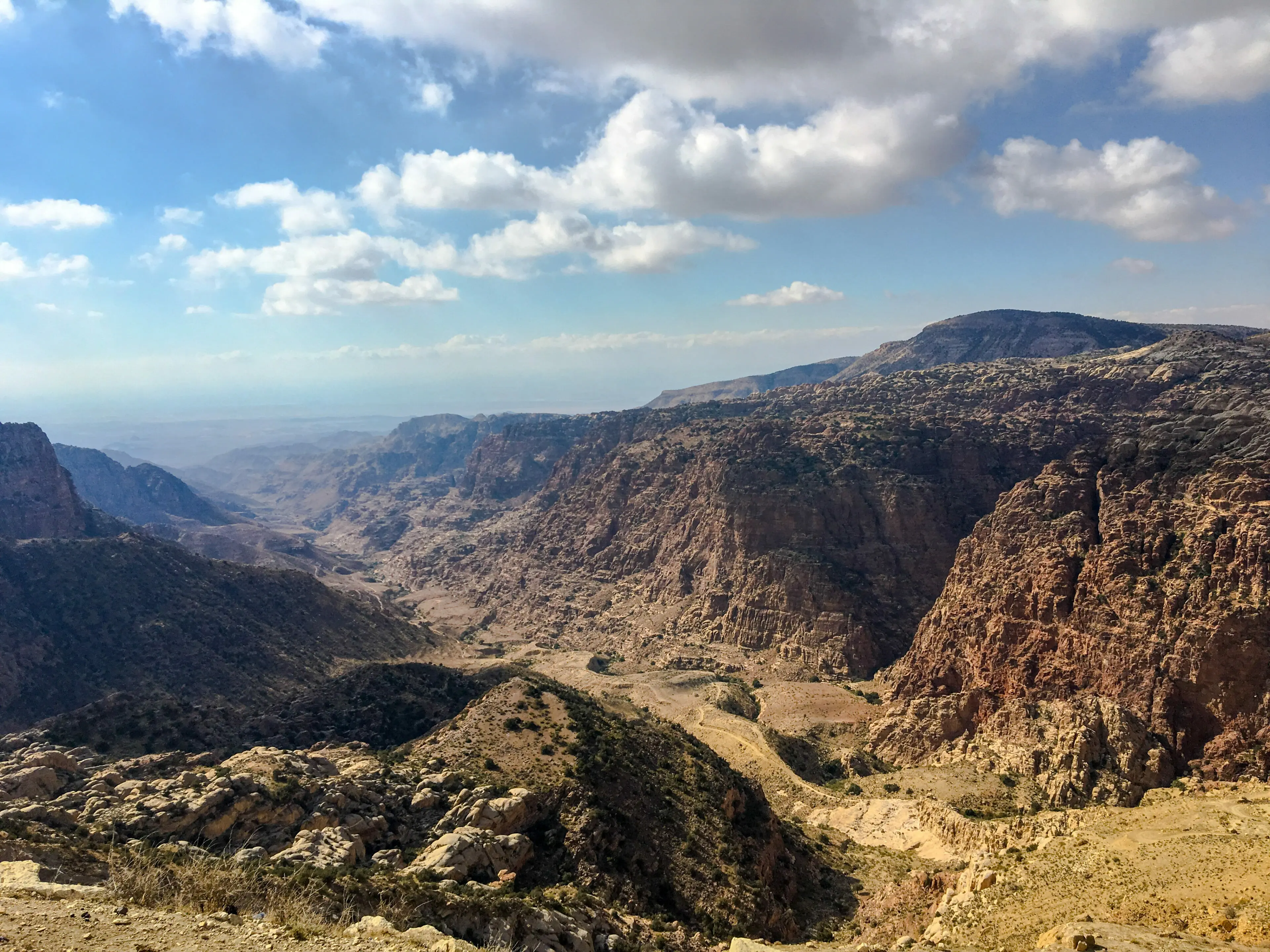 Hiking adventure landscape in Dana Biosphere Reserve Jordan