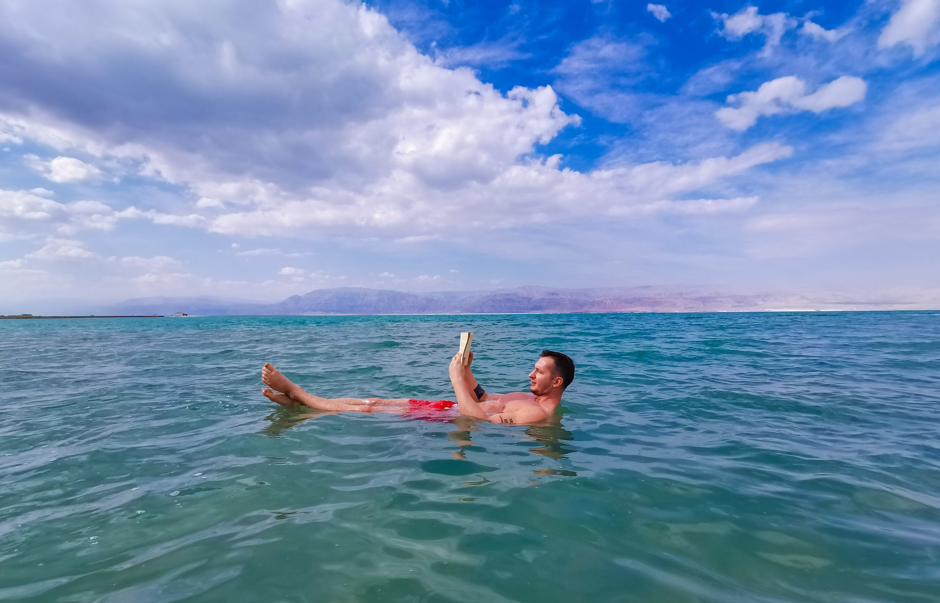 Luxury resort and desert landscape overlooking the Dead Sea Jordan