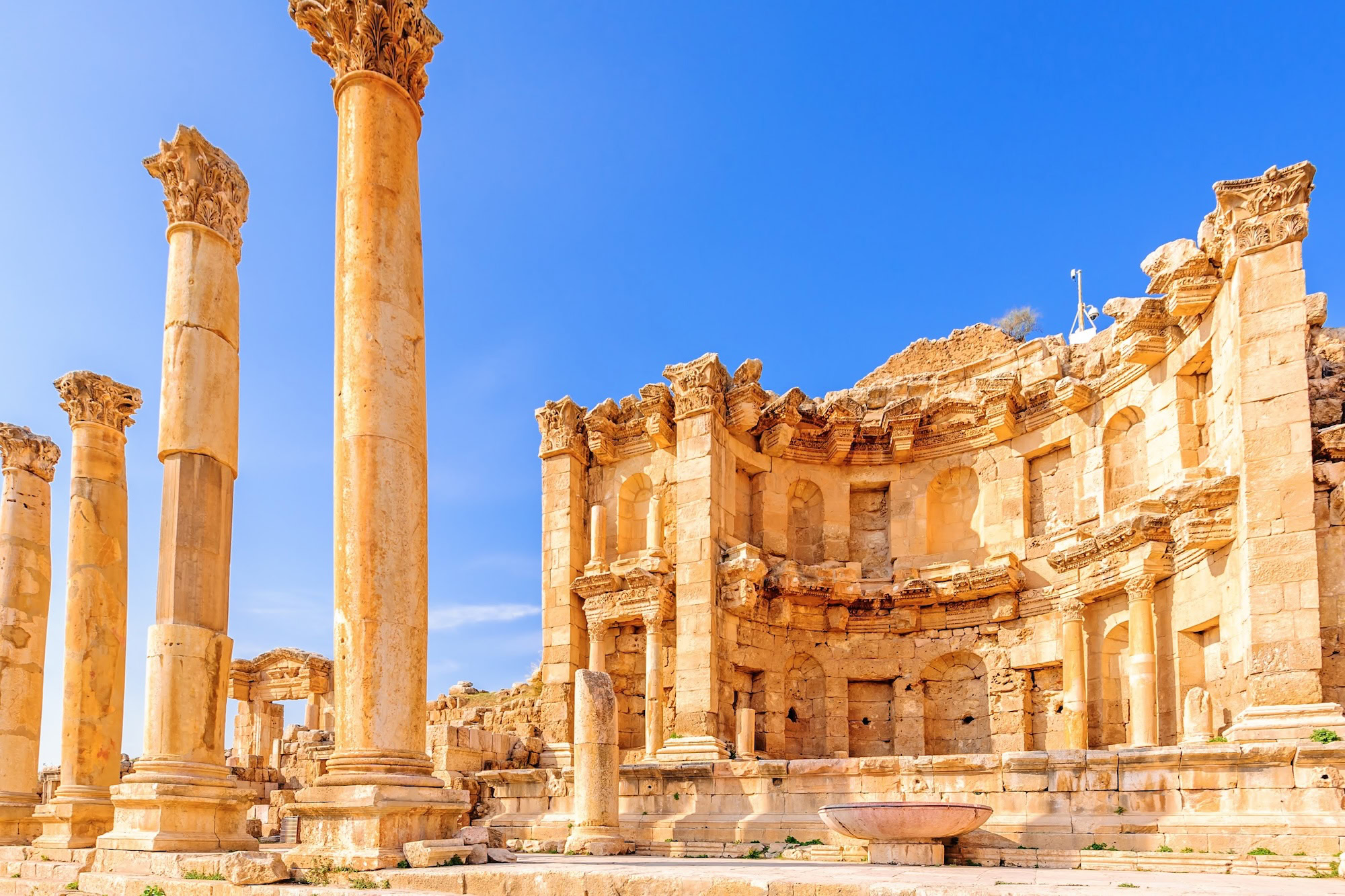 Jerash archaeological city with temples theatres and stone streets