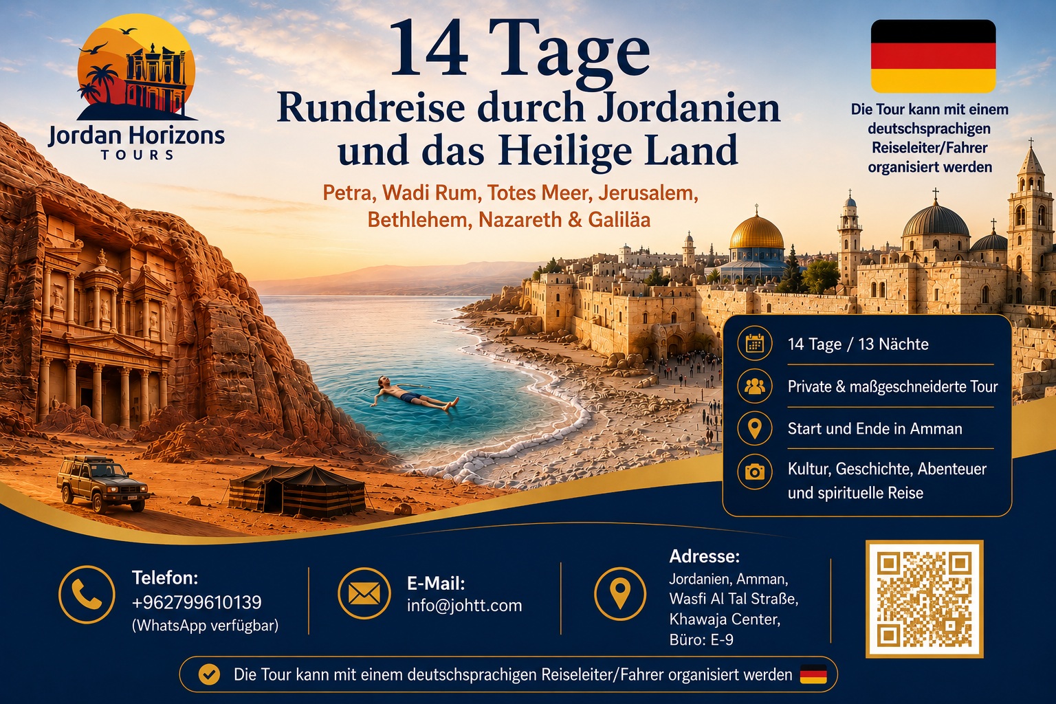 14-tägige Jordanien- und Heiliges-Land-Rundreise von Jordan Horizons Tours
