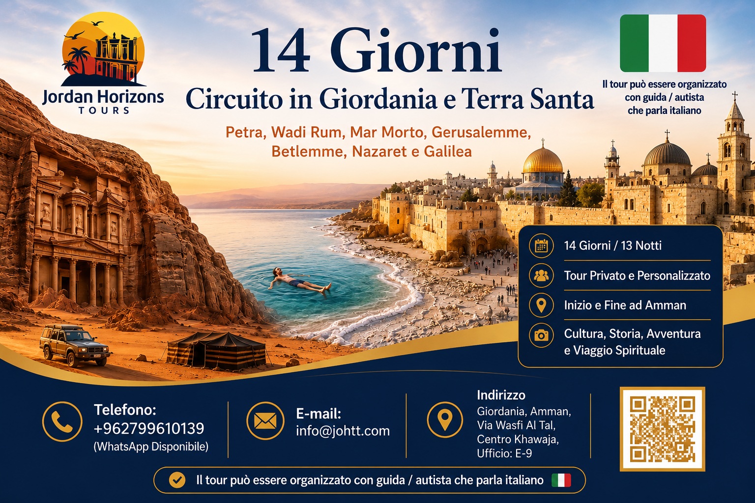Tour di 14 giorni in Giordania e Terra Santa con Jordan Horizons Tours