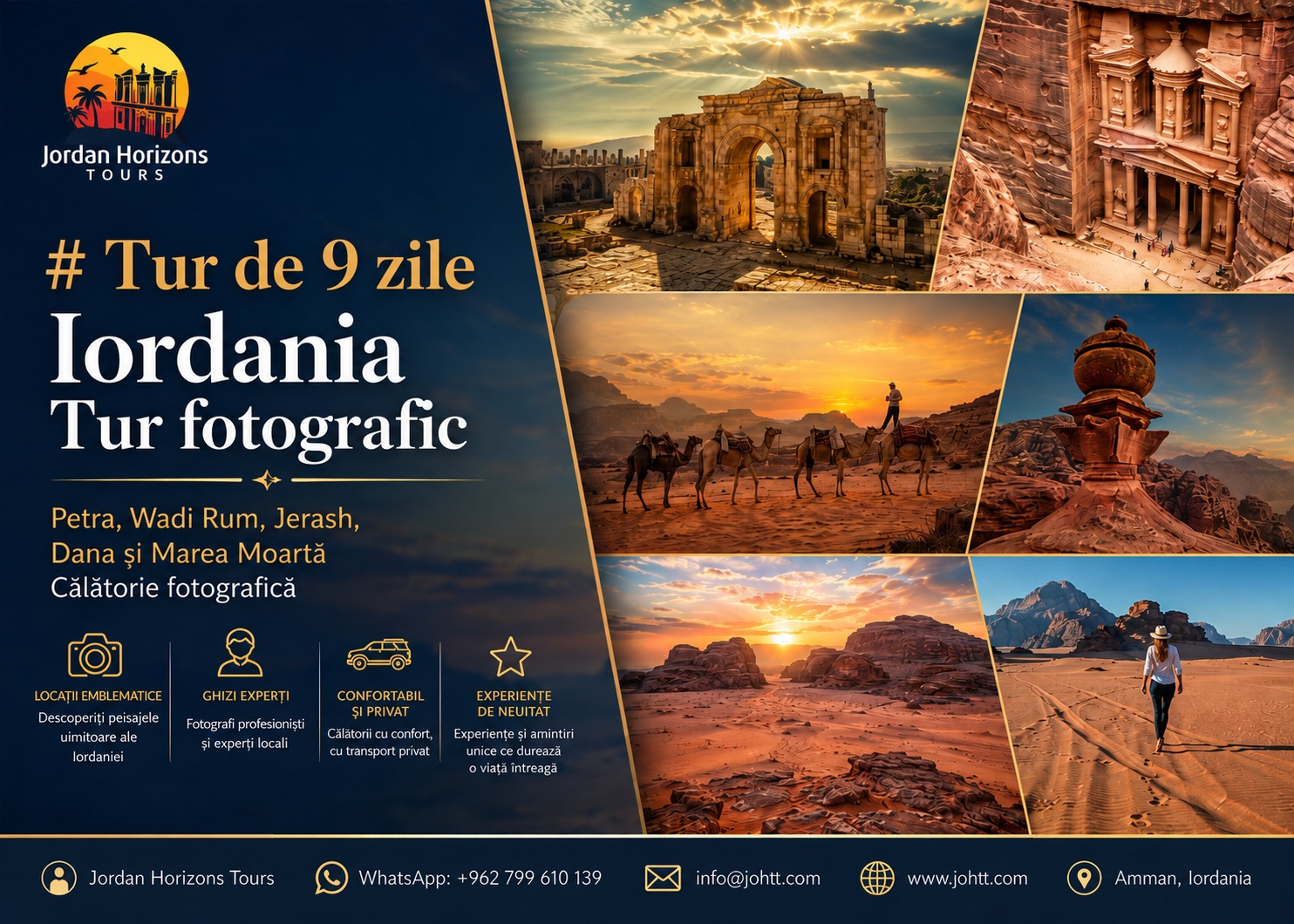 Tur fotografic în Iordania – Petra, Wadi Rum, Jerash, Dana și Marea Moartă