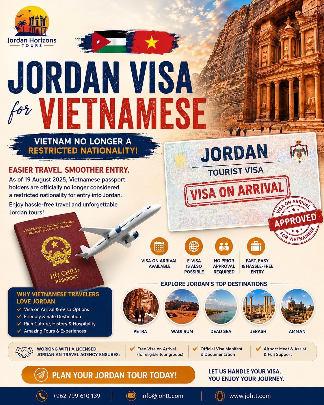Jordan visa for Vietnamese passport holders - visa on arrival