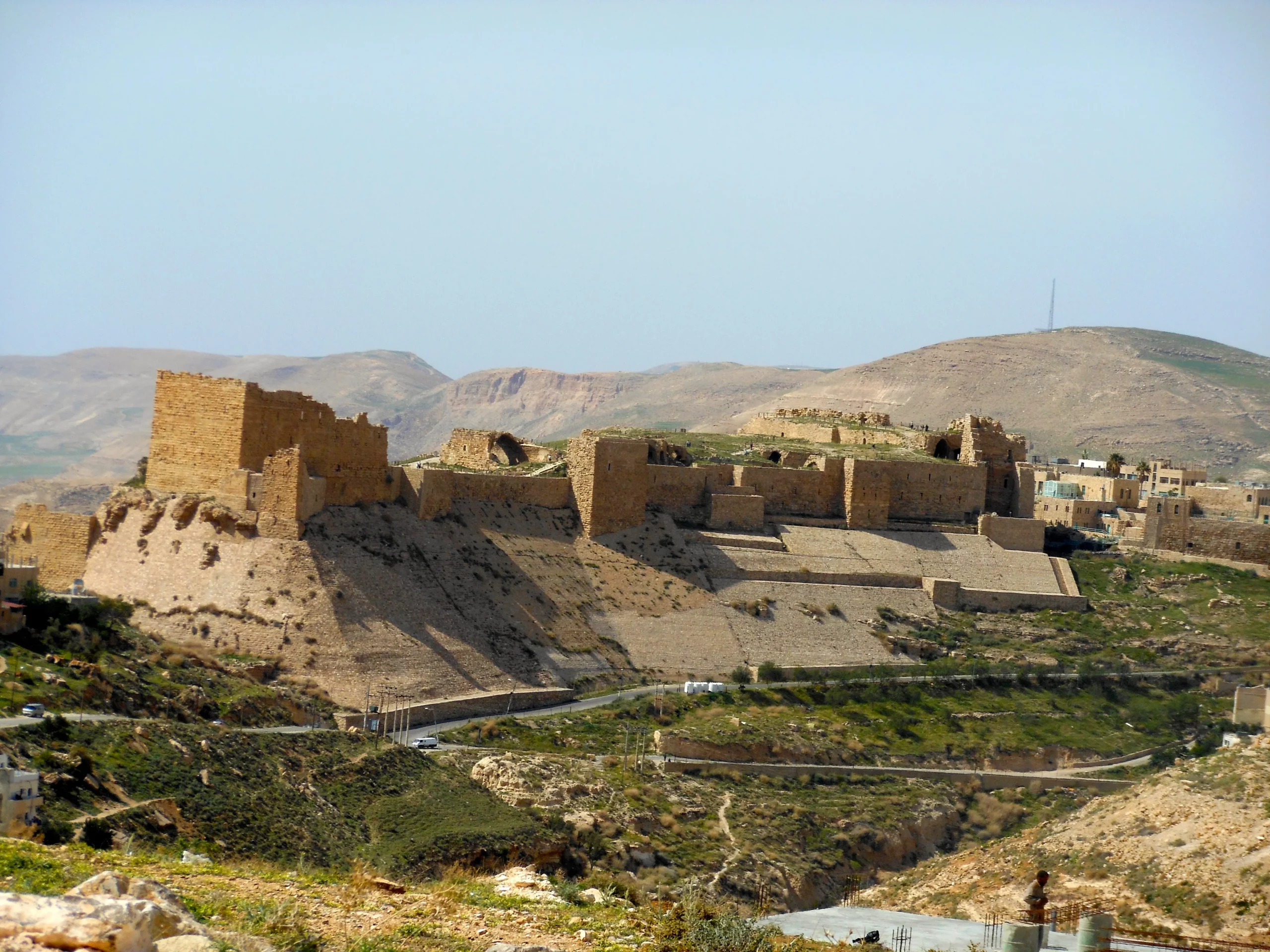 Historic Karak Castle overlooking the town in southern Jordan