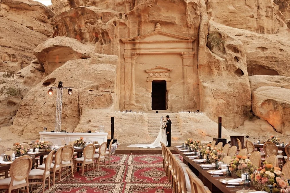Archaeological remains and desert scenery at Little Petra