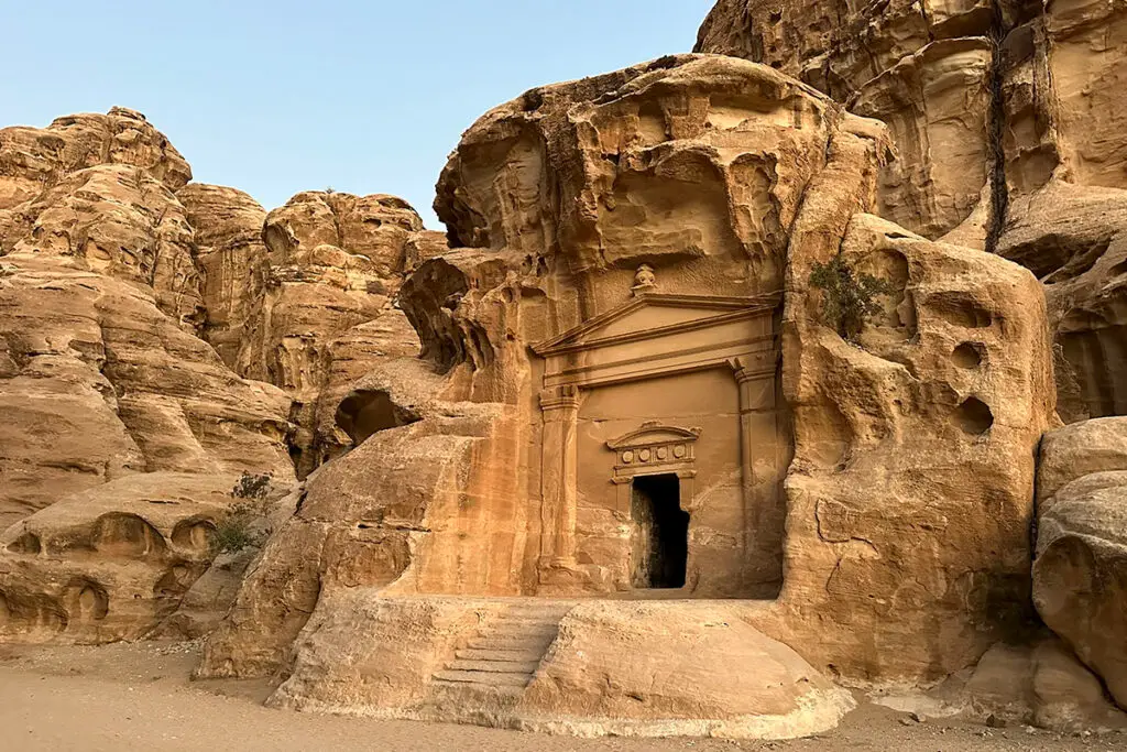 Little Petra travel photo with sandstone cliffs and ancient facades