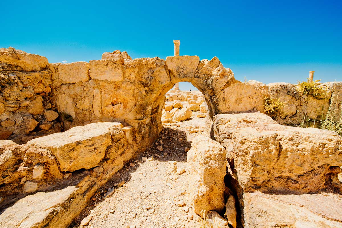Machaerus Mukhawir archaeological site and desert landscape