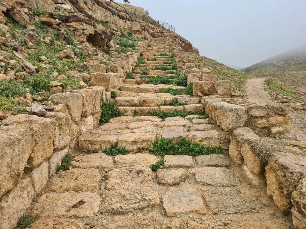 Machaerus fortress ruins overlooking the Dead Sea in Jordan
