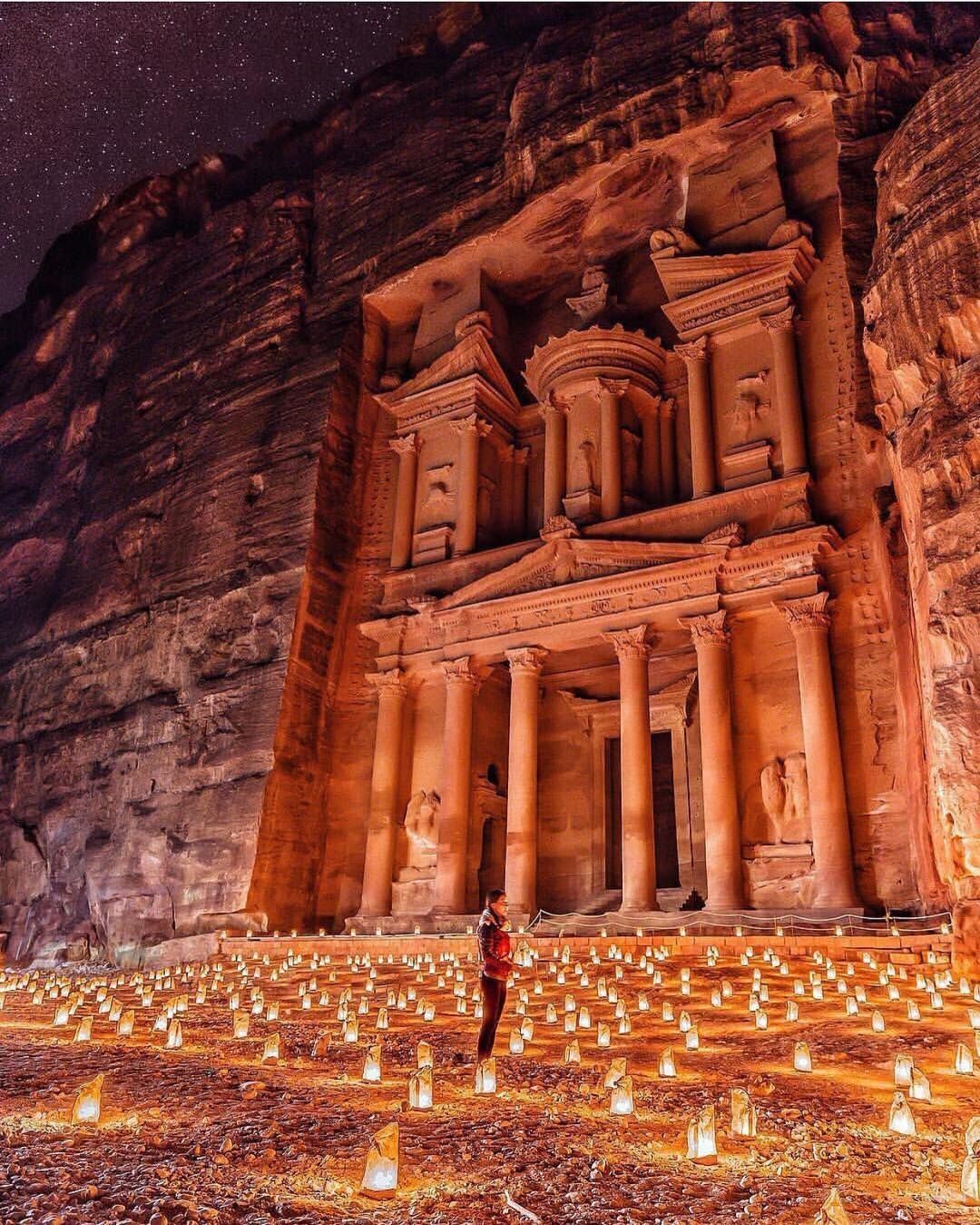 Panoramic view of Petra archaeological park and surrounding mountains