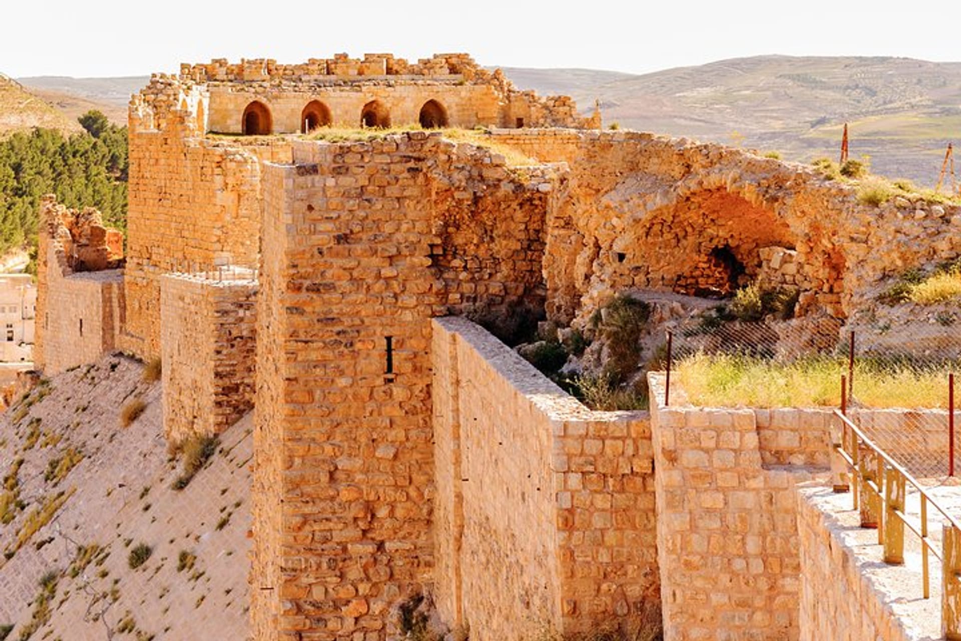 Stone walls and medieval heritage at Shobak Castle Jordan