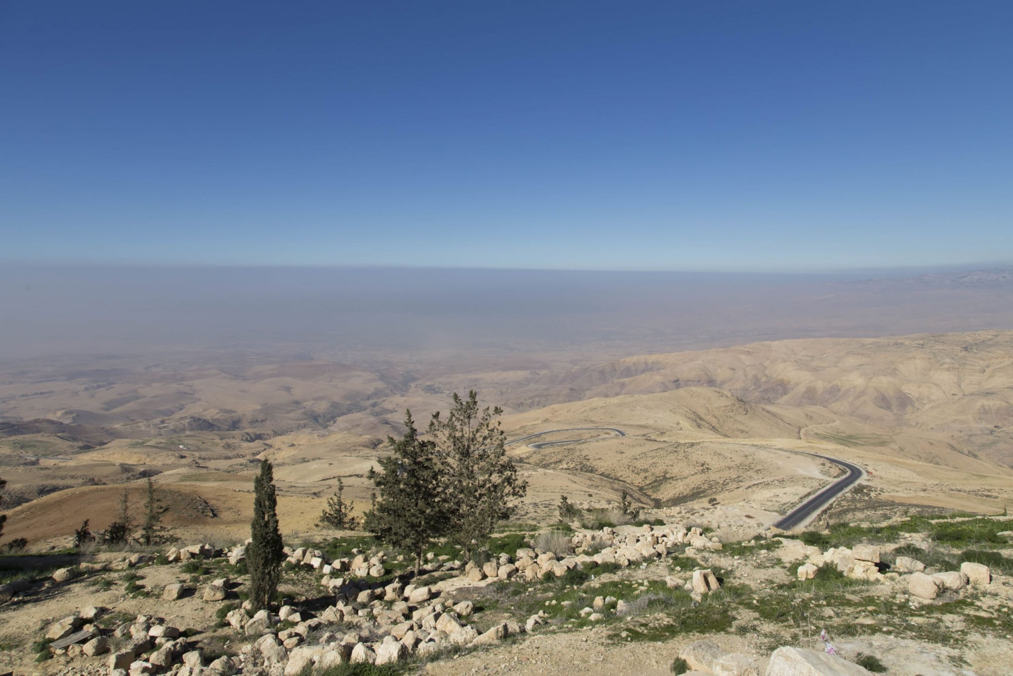 Kings Highway scenic route through mountains and valleys in Jordan