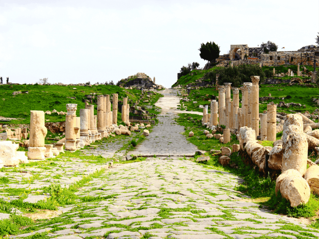 Panoramic view from Umm Qais toward the Jordan Valley