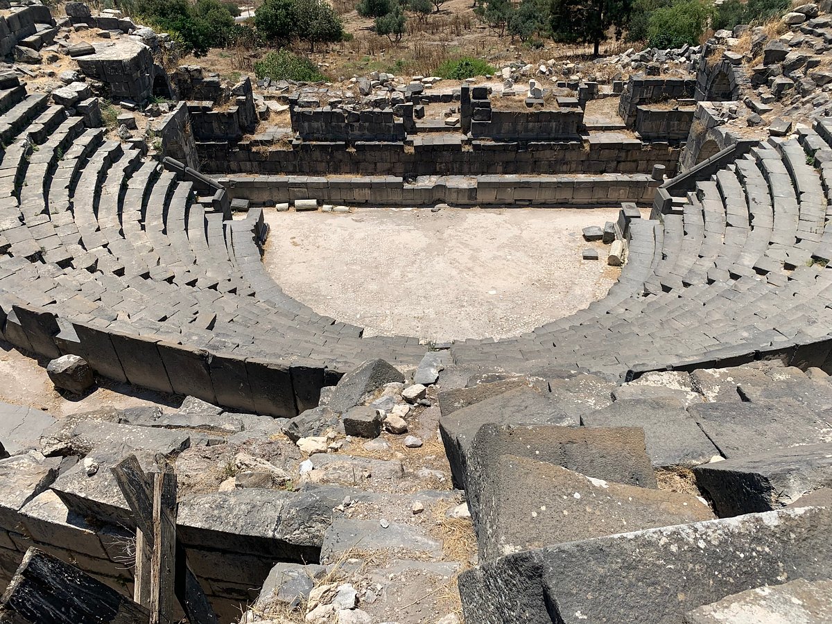 Roman ruins and hillside scenery at Umm Qais Jordan