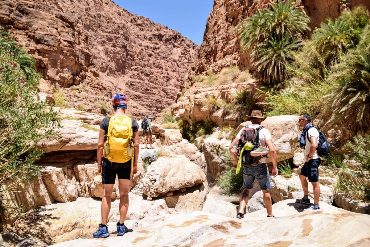 Jordan hiking tour through Wadi Al Ghuwair natural canyon