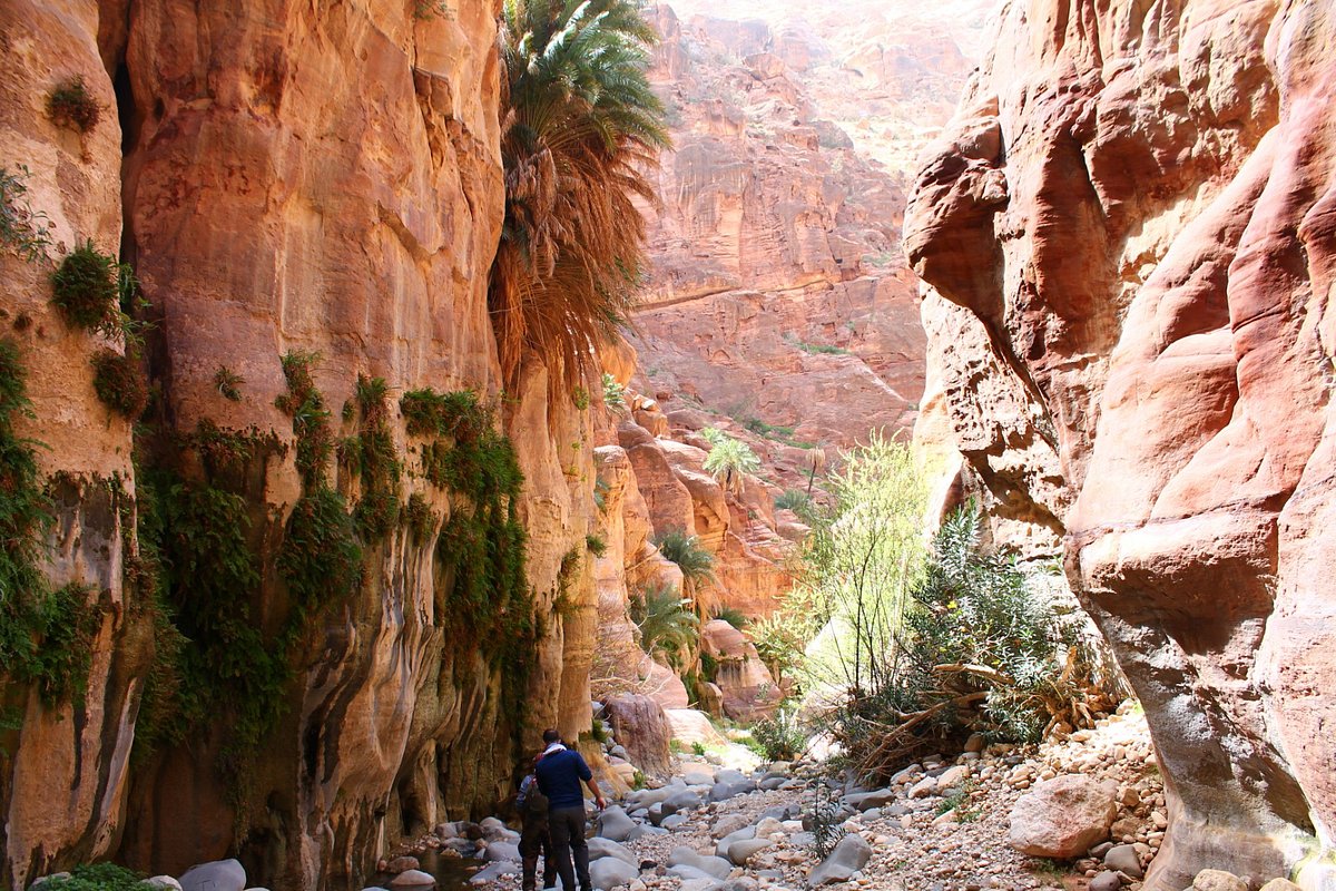 Wadi Al Ghuwair canyon hiking trail in Jordan