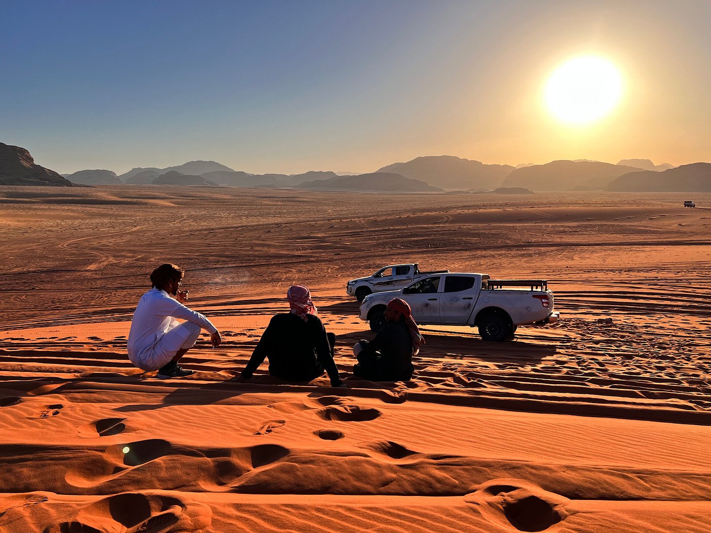 Dramatic sandstone cliffs and desert valleys in Wadi Rum