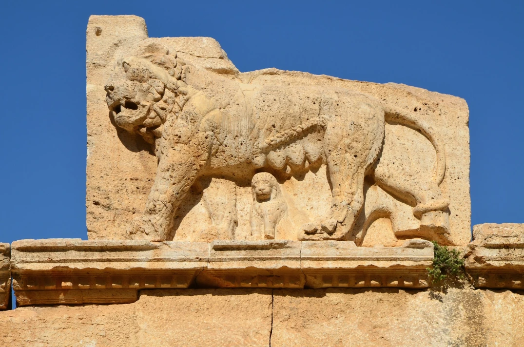 Fotografía de viaje del histórico Irak Al Amir, Jordania, con acantilados de piedra caliza.