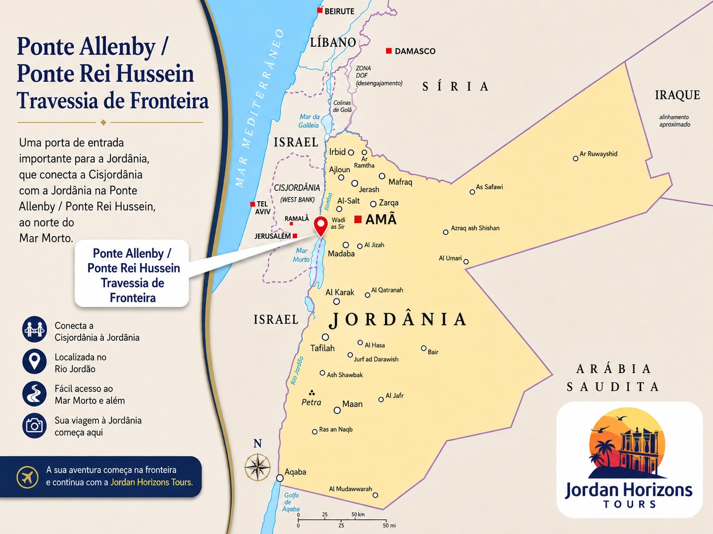 Passeios pela Jordânia a partir de Israel pela fronteira de Allenby, incluindo Petra, Wadi Rum, Amã e outros destinos