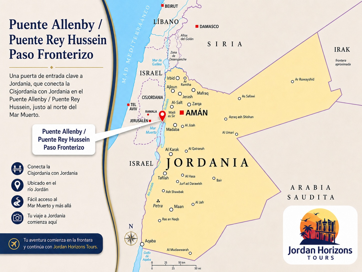 Tours por Jordania desde el Puente Allenby / Puente Rey Hussein