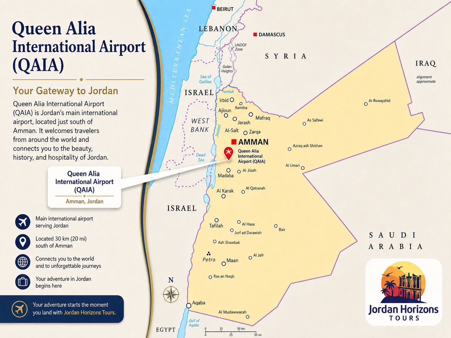 Private Jordan tours from Queen Alia International Airport - Amman