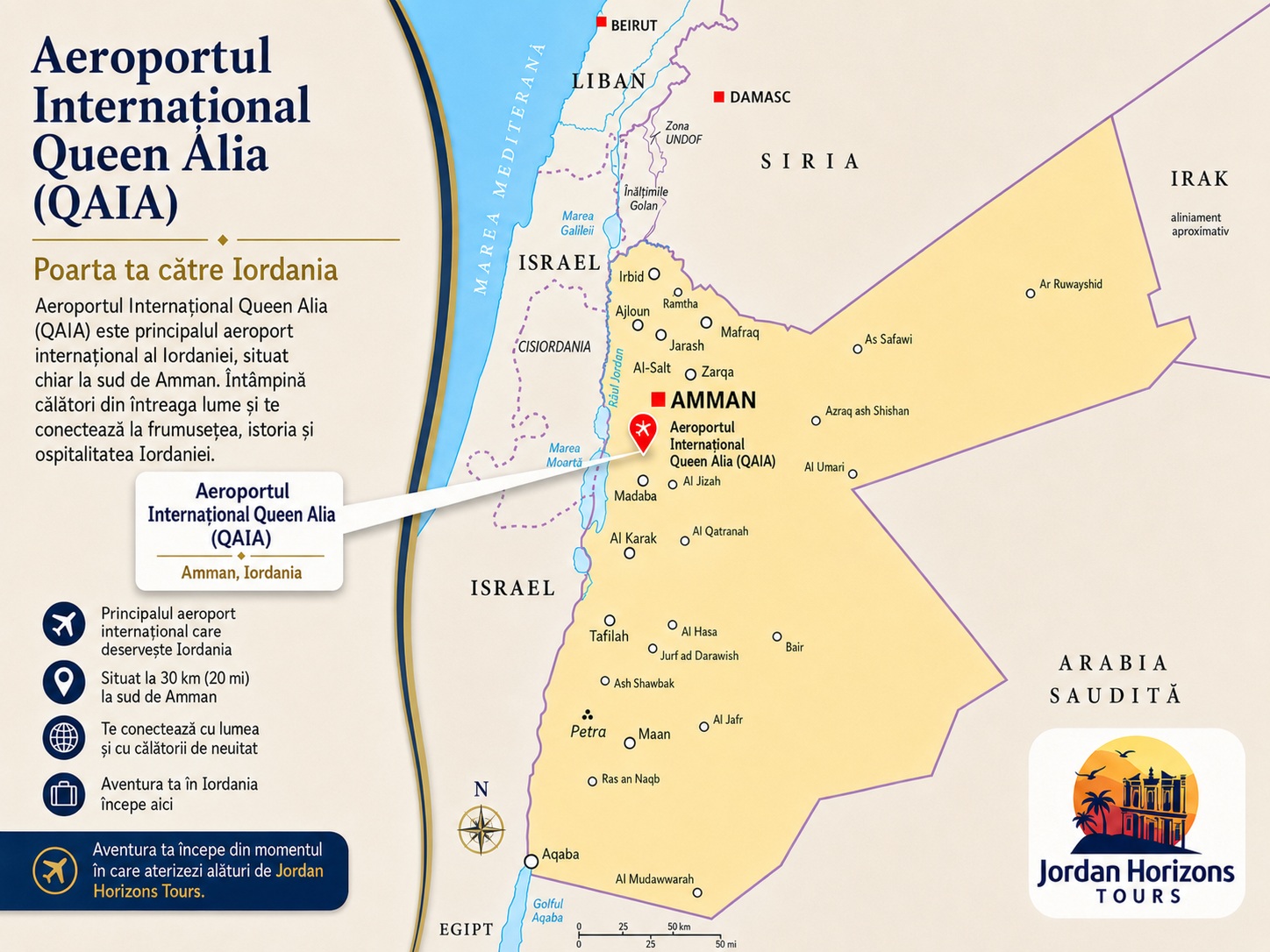 Tururi private în Iordania cu plecare de la Aeroportul Internațional Queen Alia – Amman