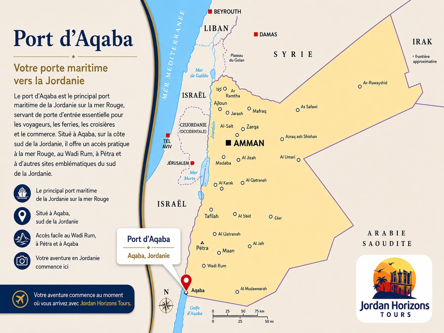 Excursions à terre au port d'Aqaba – circuits et excursions privés en Jordanie au départ du port d'Aqaba