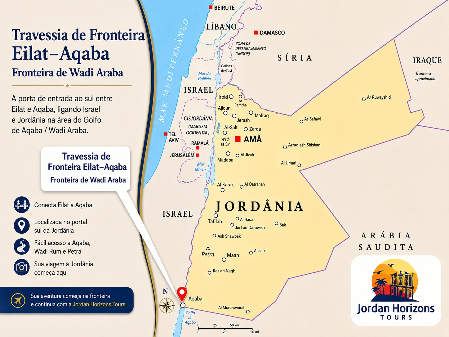 Passeios na Jordânia saindo da fronteira de Eilat e Wadi Araba