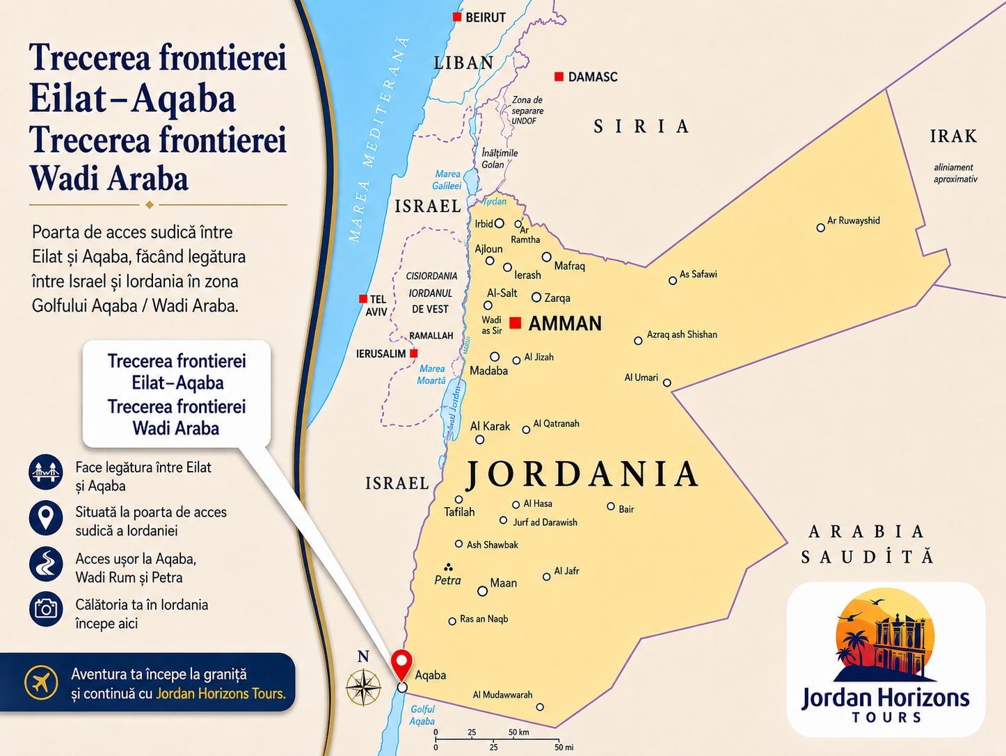Tururi și excursii în Iordania de la punctul de trecere a frontierei Eilat / Wadi Araba