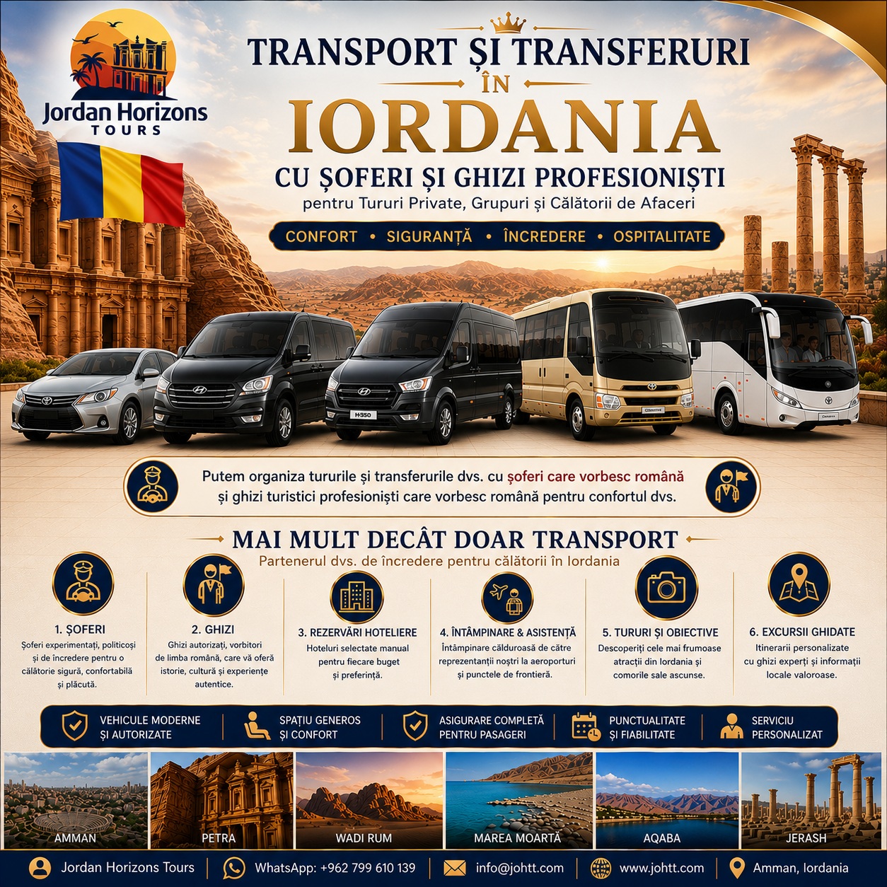 Ghizi și șoferi vorbitori de limbă română pentru excursii și excursii în Iordania
