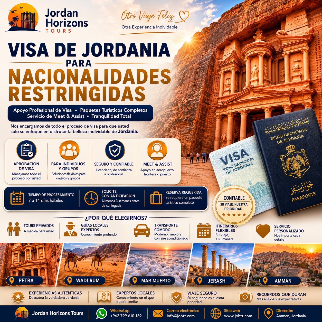 Guía de visados ​​para Jordania y asistencia para paquetes turísticos